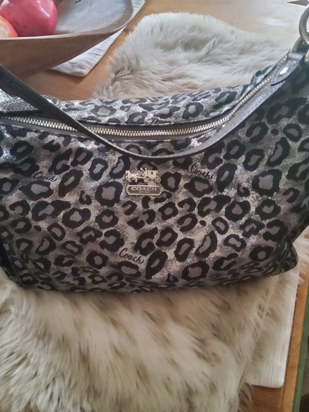Coach Ocelot Leopard Print Hobo Bag 14302 VGUC